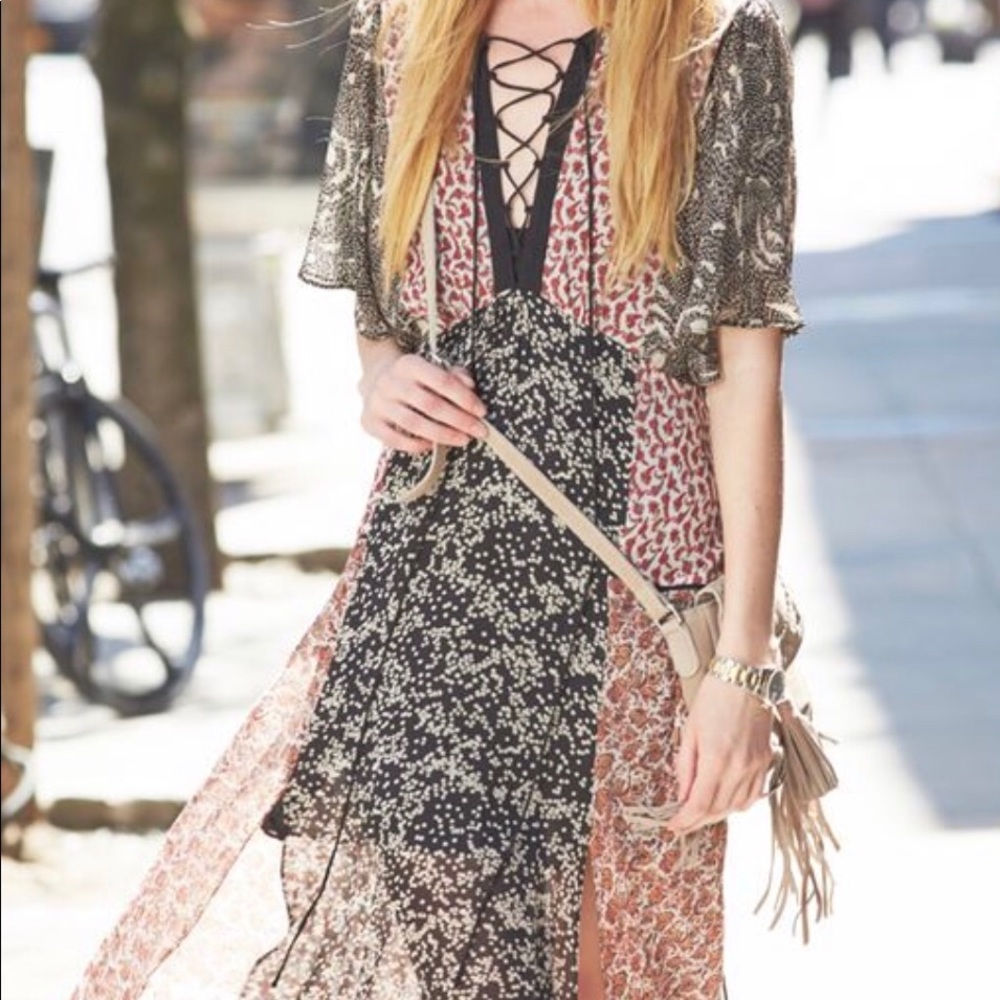Zara Woman Patchwork Floral Maxi Dress